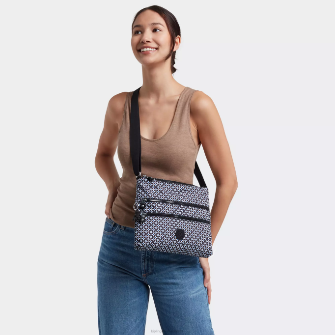 Kipling Kvinder alvar-printet crossbody-taske XVLD145 crossbody tasker sortlig flise
