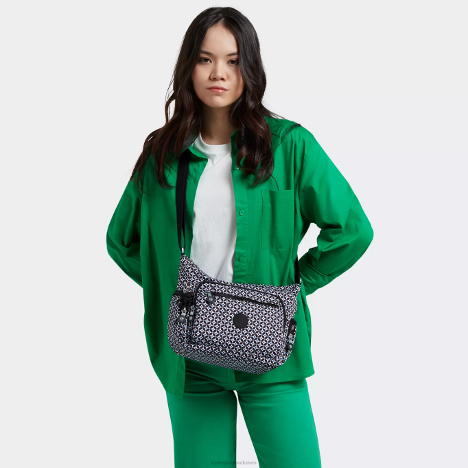 Kipling Kvinder gabbie lille crossbody-taske med tryk XVLD147 crossbody tasker sortlig flise