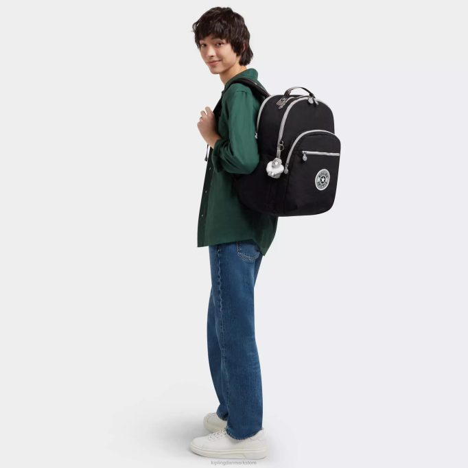 Kipling Kvinder seoul ekstra stor 17\" laptop rygsæk XVLD438 bærbare rygsække ægte sort sjov