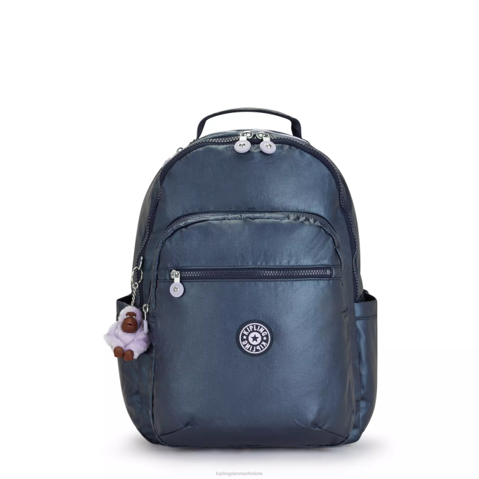 Kipling Kvinder seoul stor metallisk 15" laptop rygsæk XVLD460 bærbare rygsække admiral blå