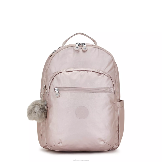 Kipling Kvinder seoul stor metallisk 15" laptop rygsæk XVLD461 bærbare rygsække metallisk rose