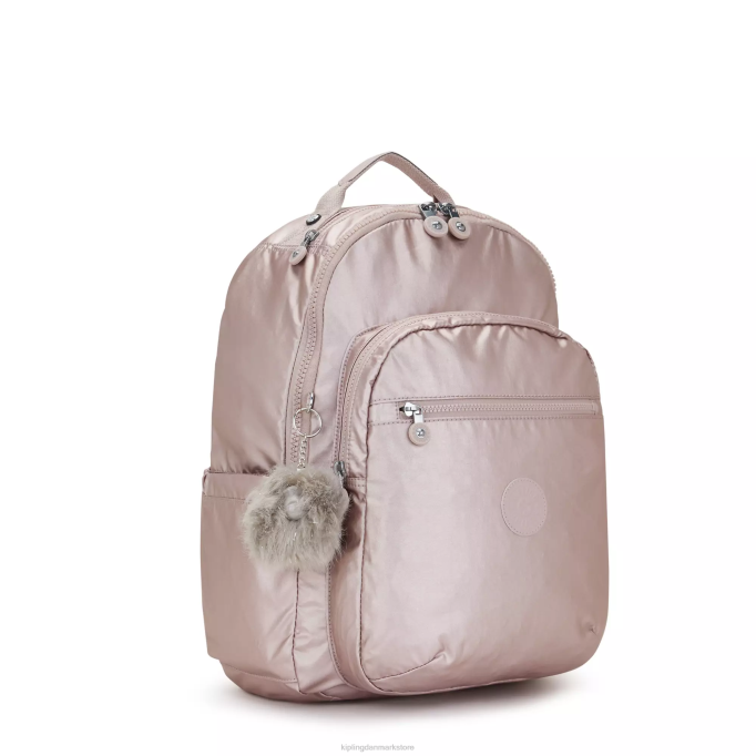 Kipling Kvinder seoul stor metallisk 15\" laptop rygsæk XVLD461 bærbare rygsække metallisk rose