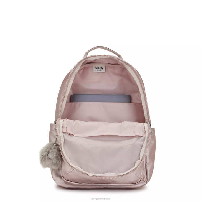 Kipling Kvinder seoul stor metallisk 15\" laptop rygsæk XVLD461 bærbare rygsække metallisk rose