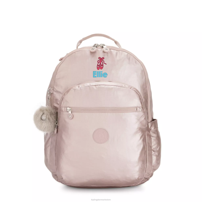 Kipling Kvinder seoul stor metallisk 15\" laptop rygsæk XVLD461 bærbare rygsække metallisk rose