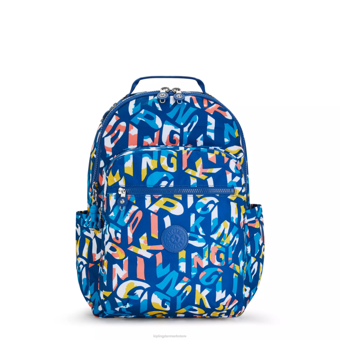 Kipling Kvinder seoul stor printet 15" bærbar rygsæk XVLD344 bærbare rygsække neon