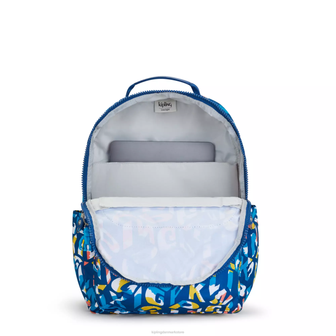 Kipling Kvinder seoul stor printet 15\" bærbar rygsæk XVLD344 bærbare rygsække neon