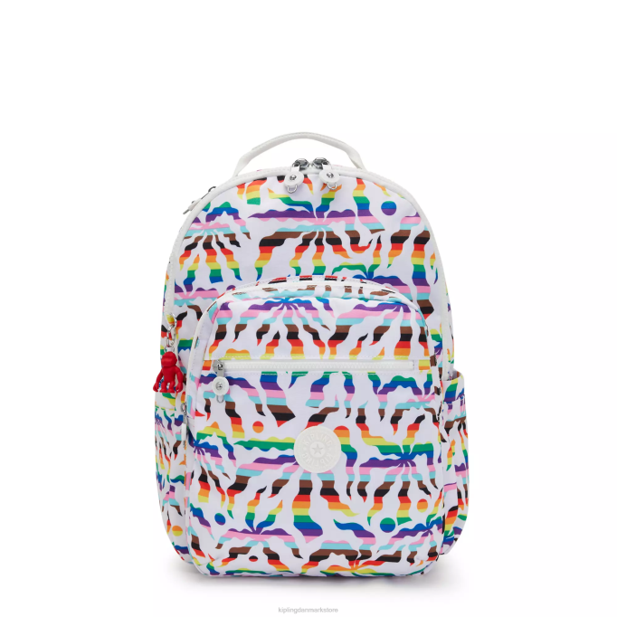 Kipling Kvinder seoul stor printet 15" bærbar rygsæk XVLD345 bærbare rygsække regnbue palme