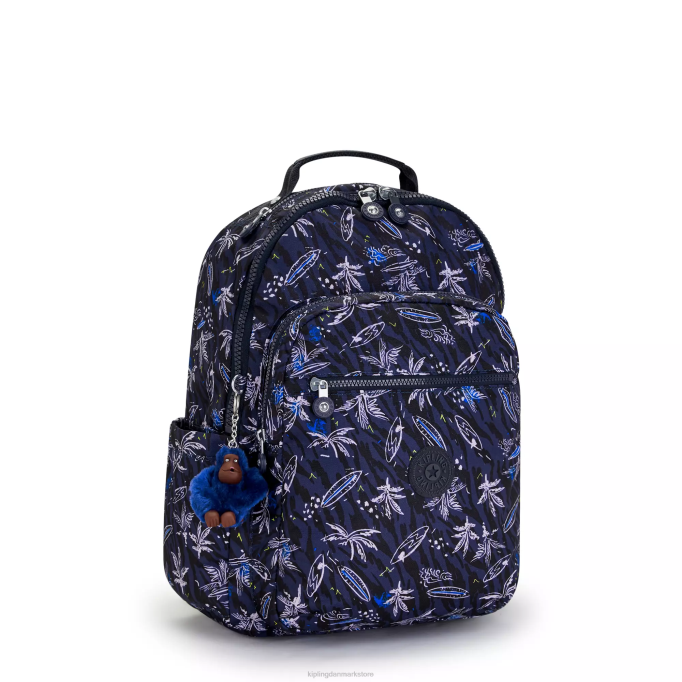 Kipling Kvinder seoul stor printet 15\" bærbar rygsæk XVLD464 bærbare rygsække surf sea print