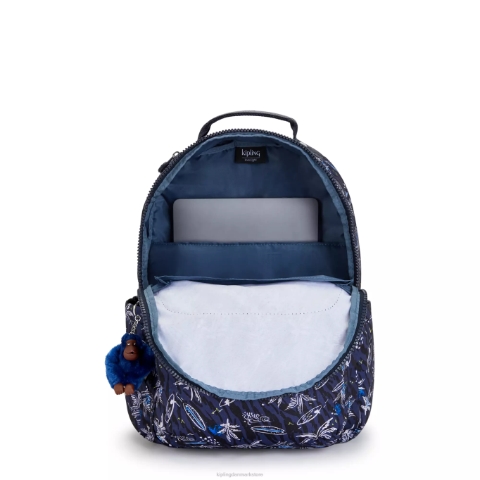 Kipling Kvinder seoul stor printet 15\" bærbar rygsæk XVLD464 bærbare rygsække surf sea print