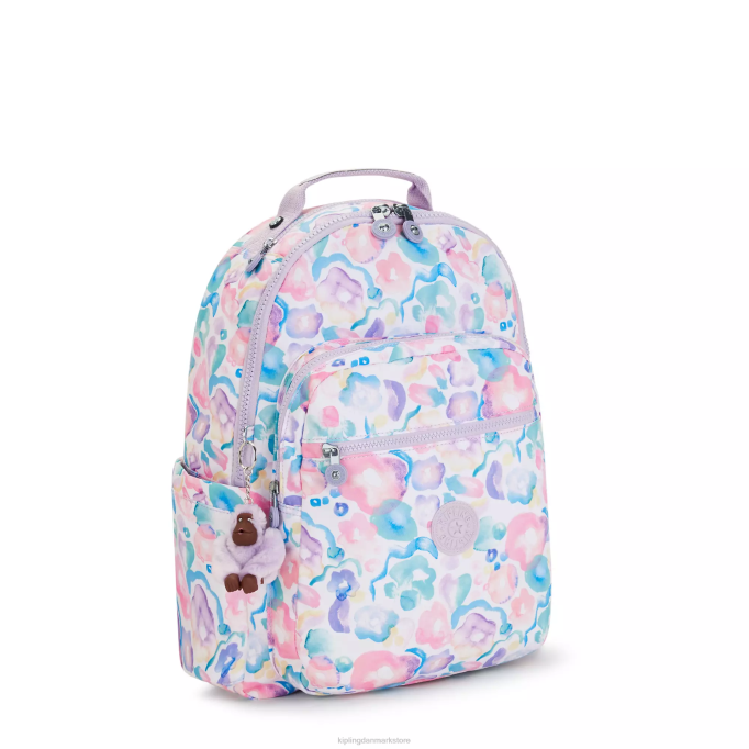 Kipling Kvinder seoul stor printet 15\" bærbar rygsæk XVLD469 bærbare rygsække aqua blomster