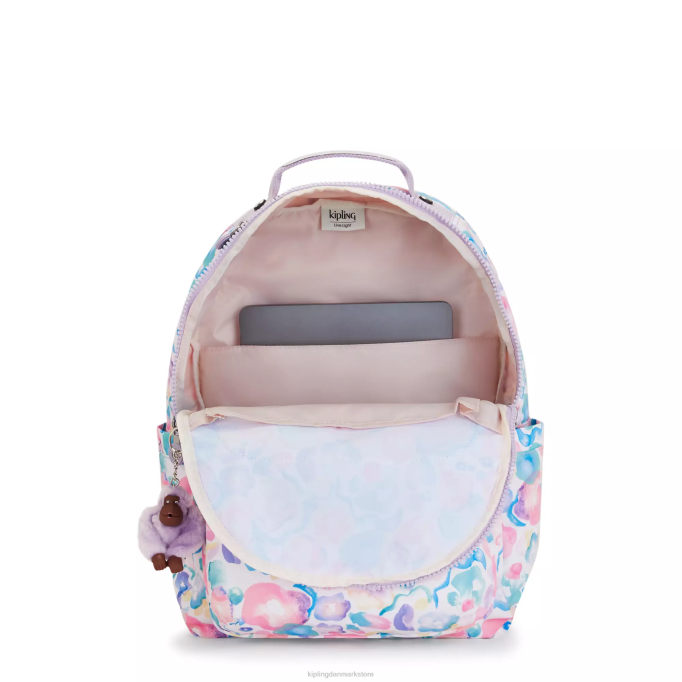 Kipling Kvinder seoul stor printet 15\" bærbar rygsæk XVLD469 bærbare rygsække aqua blomster