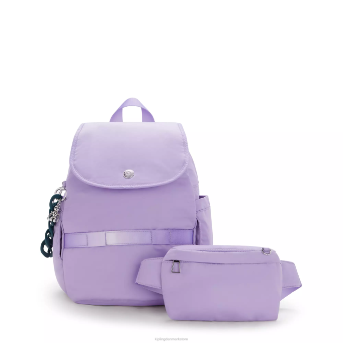 Kipling Kvinder city ​​pack lille victoria tang cabriolet rygsæk XVLD361 mode rygsække vt is lavendel