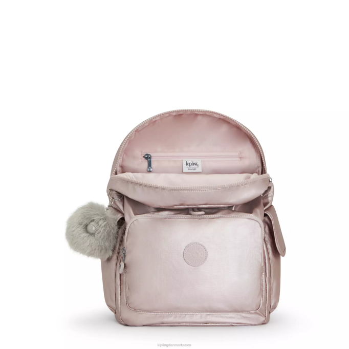 Kipling Kvinder city ​​pack metallisk rygsæk XVLD340 mode rygsække metallisk rose