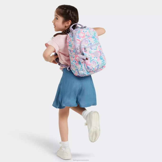 Kipling Kvinder seoul lille printet tablet rygsæk XVLD349 mode rygsække aqua blomster