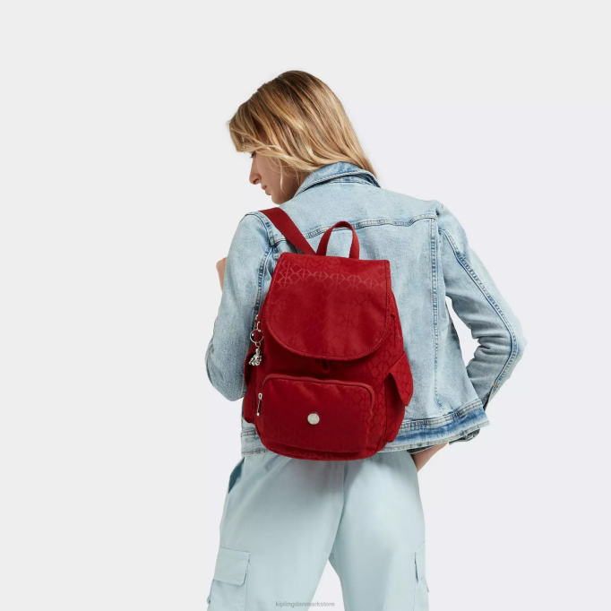Kipling Kvinder city ​​pack lille rygsæk XVLD357 små rygsække signatur rød