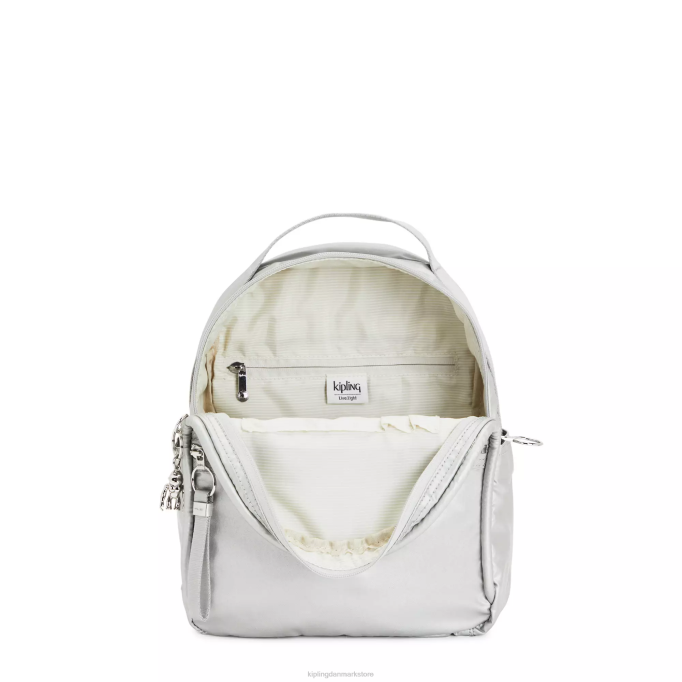 Kipling Kvinder kae metallisk rygsæk XVLD385 små rygsække lyst metallisk