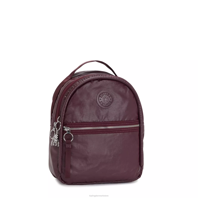 Kipling Kvinder kae metallisk rygsæk XVLD386 små rygsække bordeaux lak metallic