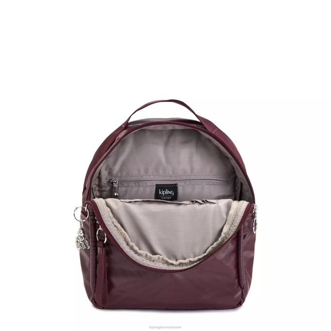 Kipling Kvinder kae metallisk rygsæk XVLD386 små rygsække bordeaux lak metallic