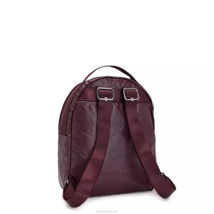 Kipling Kvinder kae metallisk rygsæk XVLD386 små rygsække bordeaux lak metallic