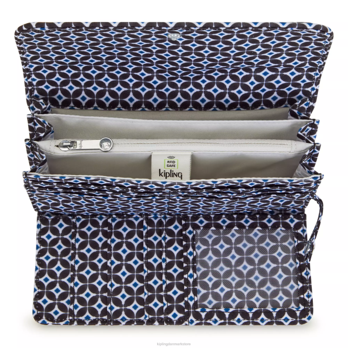Kipling Kvinder penge land trykt snap tegnebog XVLD312 punge og armbånd sortlig flise